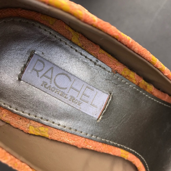 RACHEL ROY KEEDAN Orange Yellow Pink Lace Platform Pump Stilettos Heels Size 6 - Picture 14 of 16